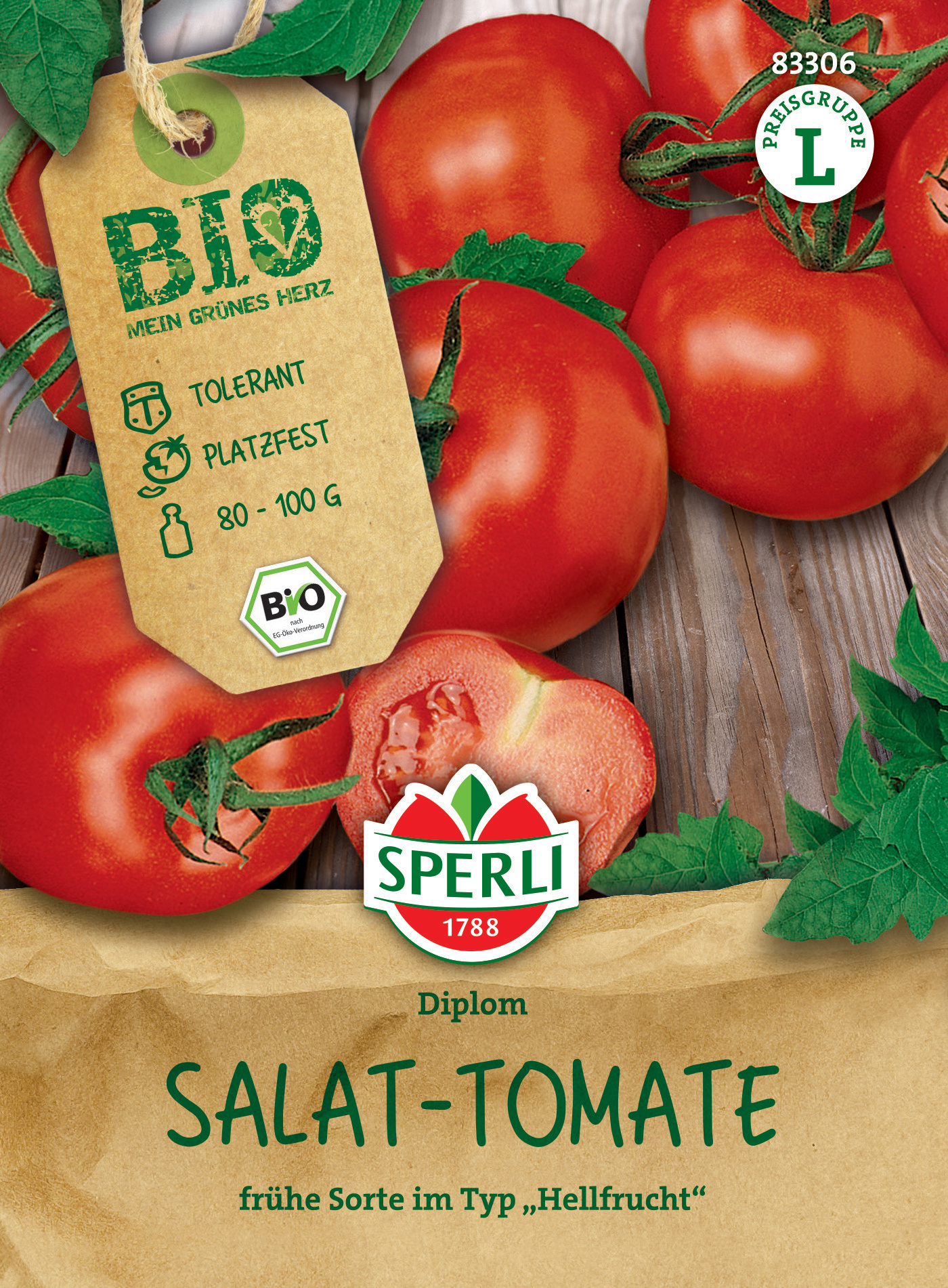 BIO Salat-Tomate, Hellfrucht, F1