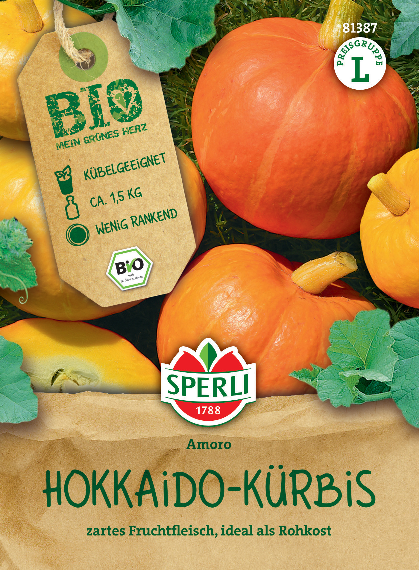 BIO Hokkaido-Kürbis, Herzform, F1