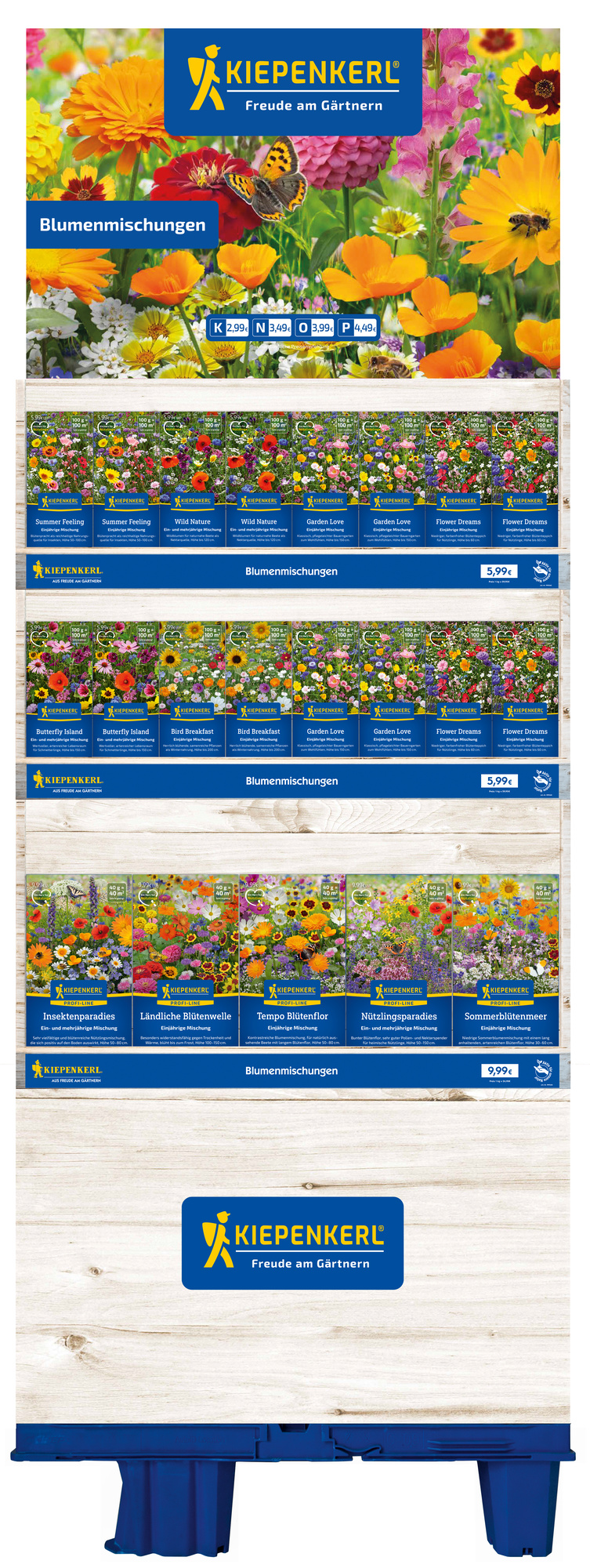 2025 - Frühjahr - Kiepenkerl-Blumenmischungen im Stapel-Display