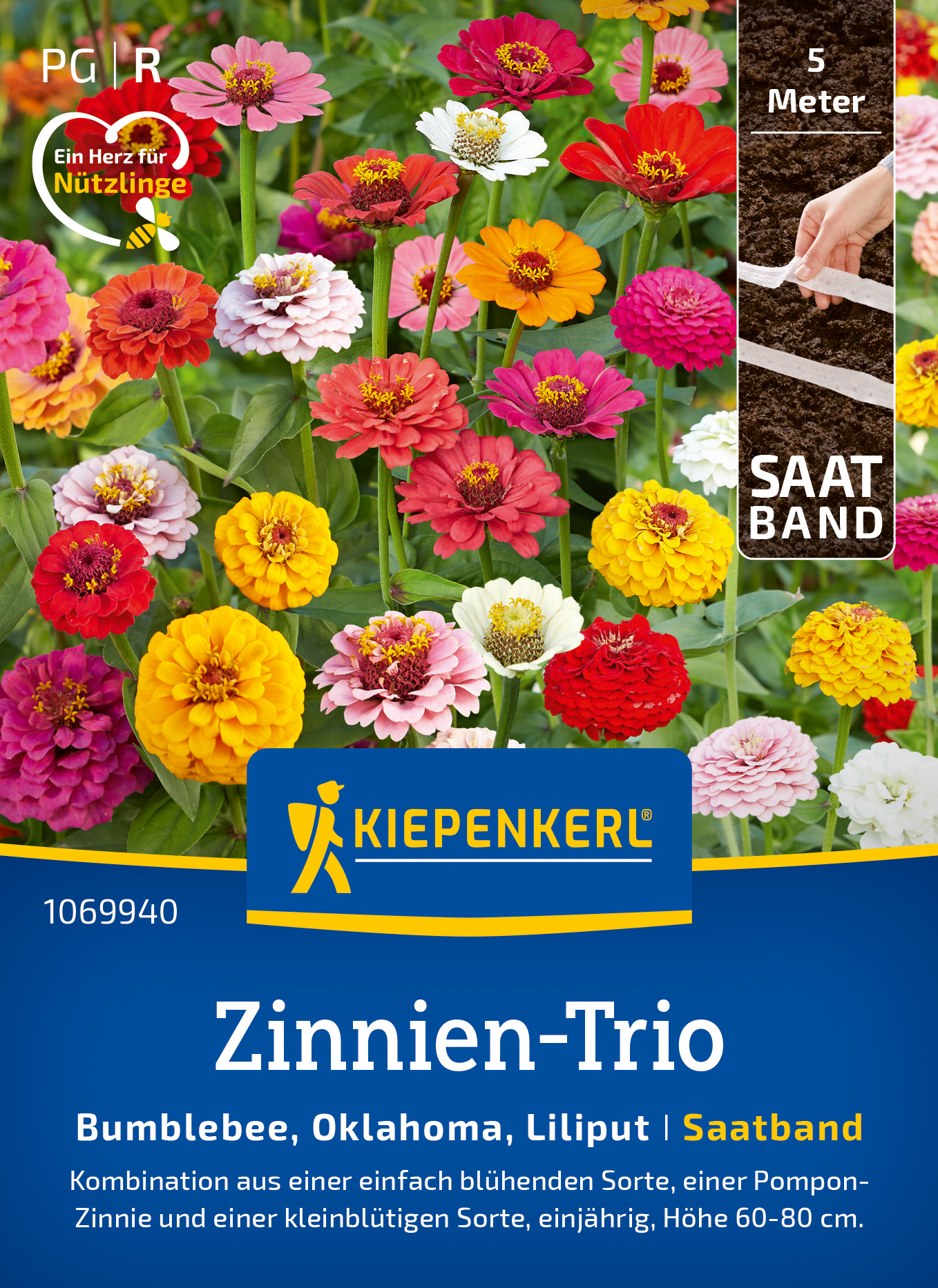 Zinnien-Trio Bumblebee,Oklahoma,Liliput, Saatband